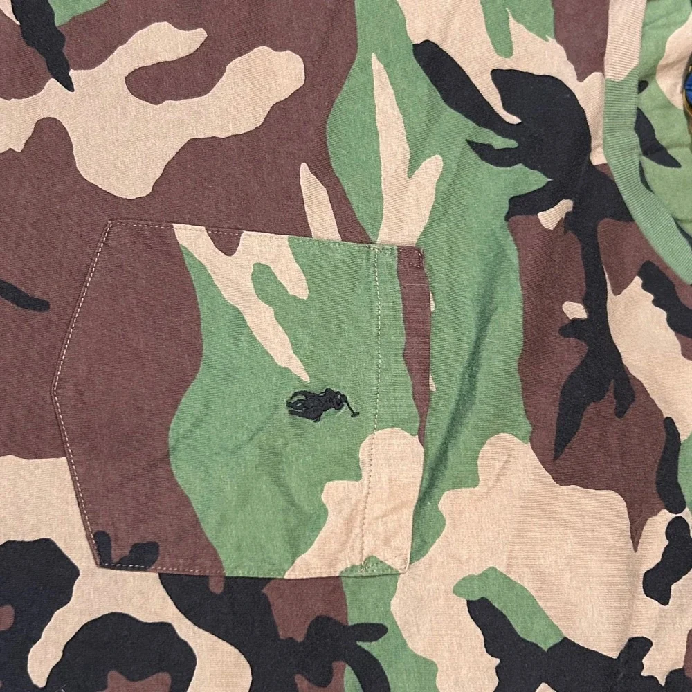 Polo Ralph Lauren Mens 5XB Camo Pocket T-Shirt Green Brown Woodland Camouflage